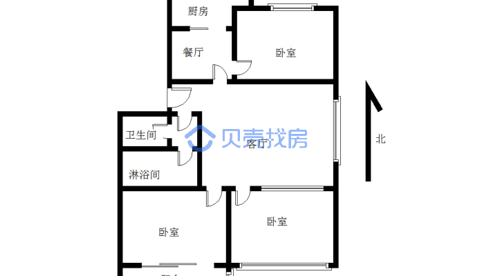 三室两厅 眼缘好 南北通透 附属医院 体育场 市医院-户型图