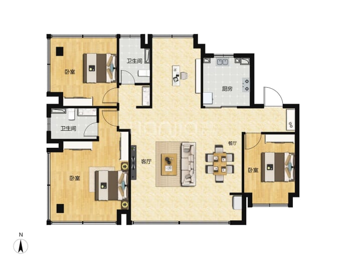 建发华润翡翠云璟--建面 130m²
