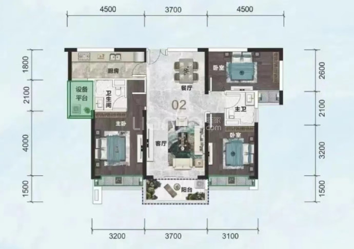 南峰华府--建面 107.33m²