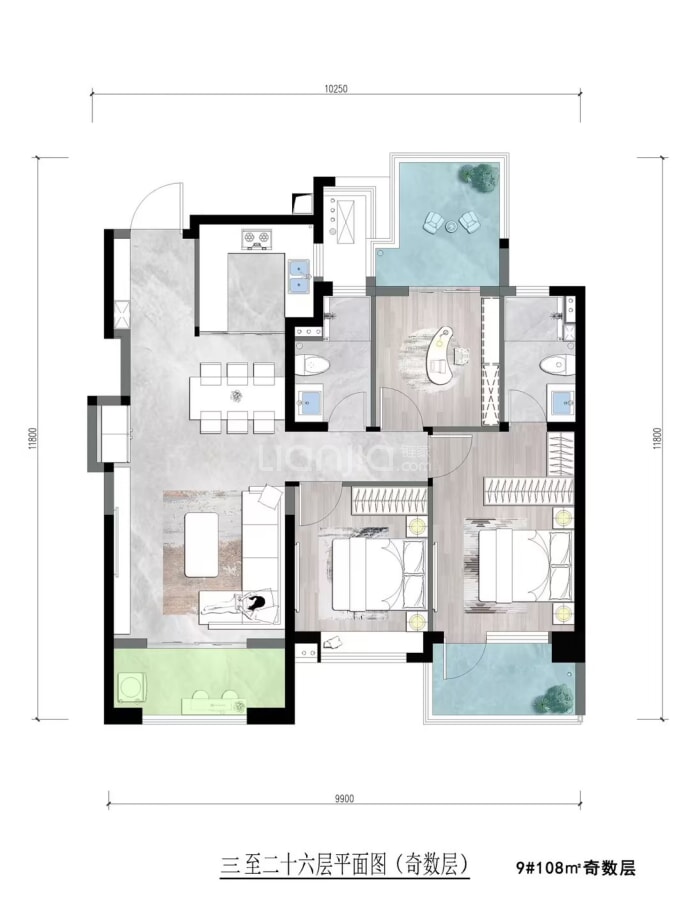 轨交绿城江语云庭--建面 108m²