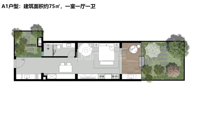 大理半山艾迪--建面 75m²