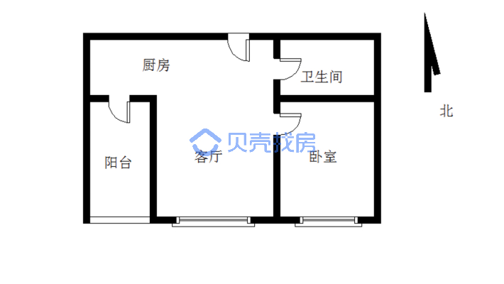 三区交界，玖玺台小区，小面积独立一室一厅，精装修-户型图