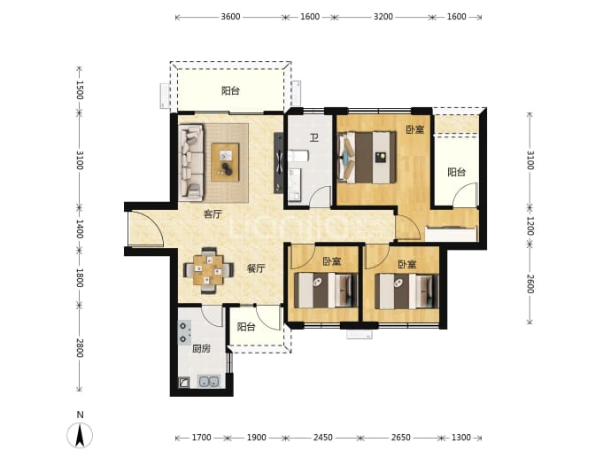 长虹华悦府--建面 95m²