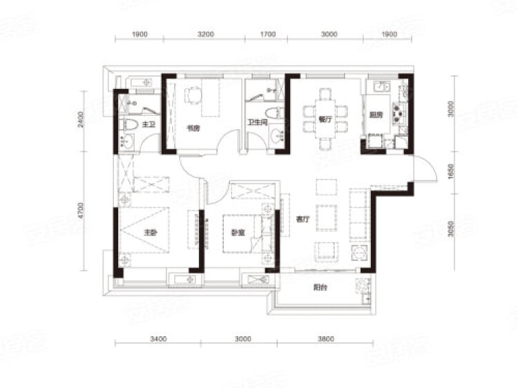 当代云谷3室2厅2卫户型图