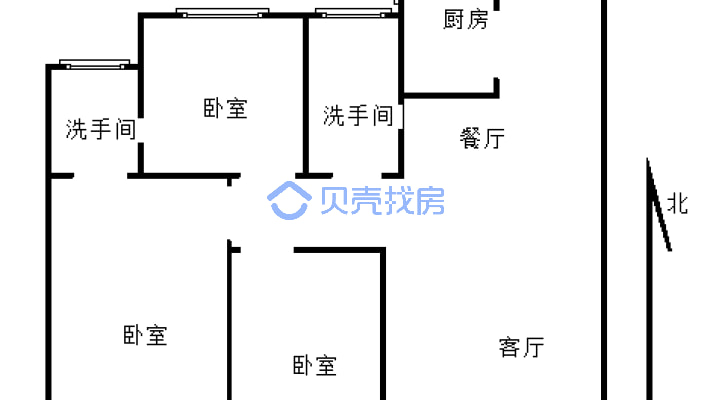 波群上和院一楼带院，两室两厅一厨一卫-户型图