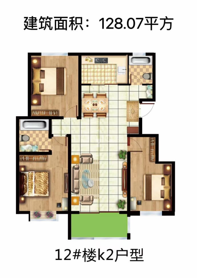 曹县三利御园--建面 128.07m²