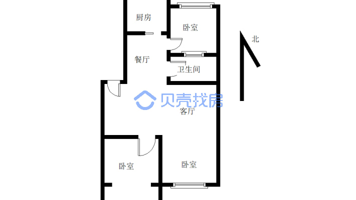 农行家属院（昭君宾馆东） 3室2厅 南 北-户型图