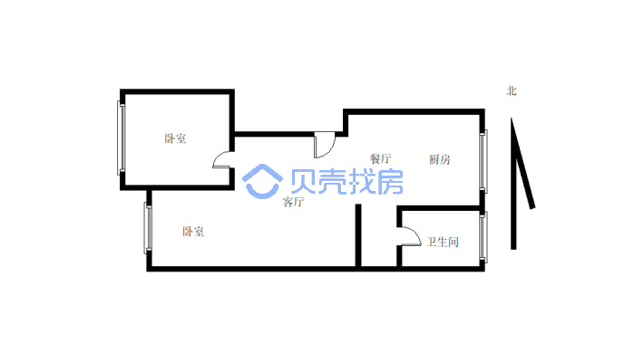 松北物资小区精装修通透三室单价合适-户型图