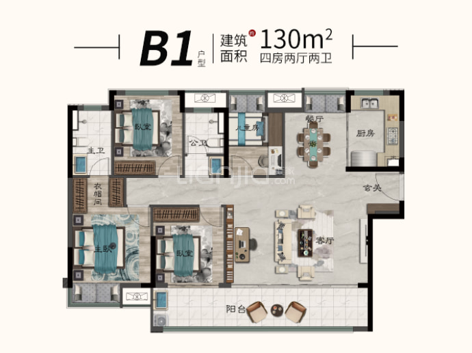 南湖印象--建面 130m²