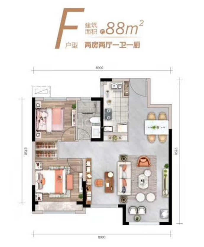 绿地智创金融城--建面 88m²