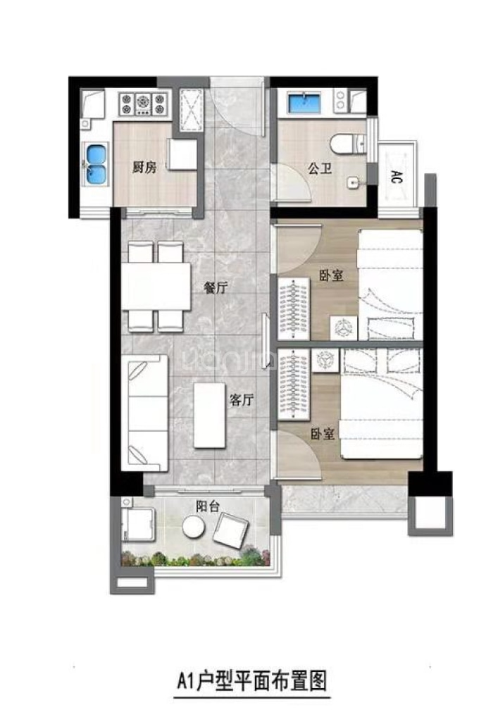 启迪汀舍16号公寓--建面 61.85m²