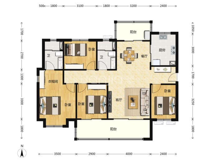 长沙北中心保利时代--建面 129m²