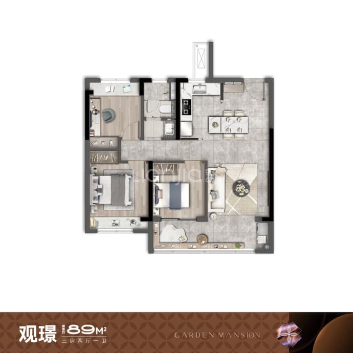 华润观云润府--建面 89m²