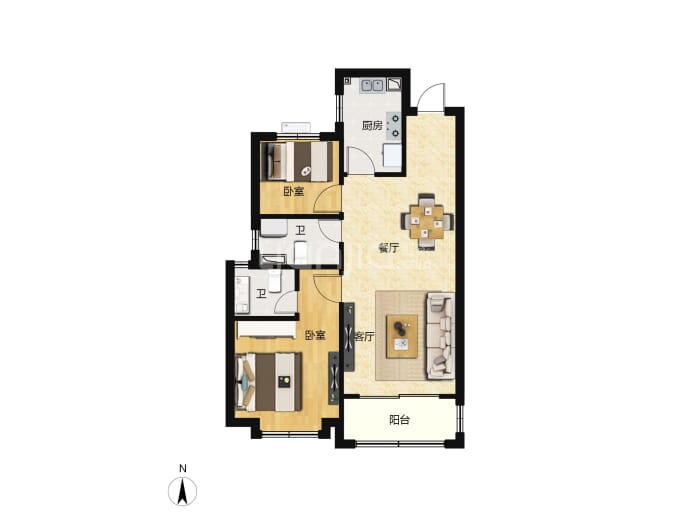 嘉园蓝湖九郡--建面 85.54m²