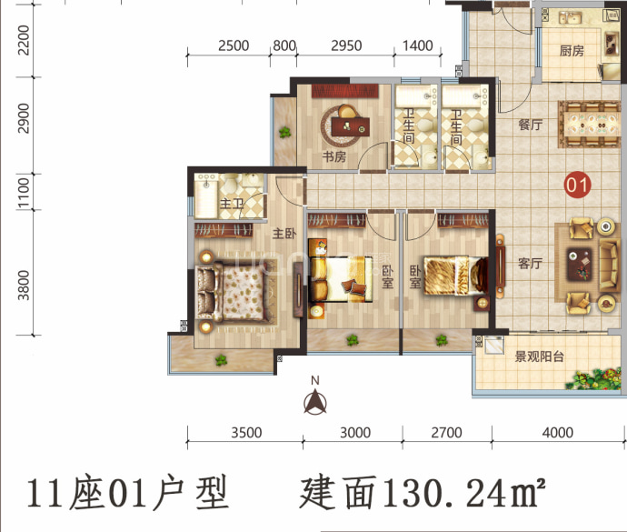 樵顺·郦江花园--建面 130.24m²