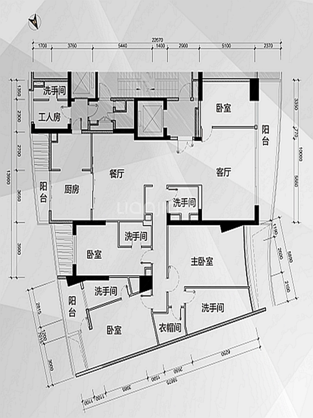 【天譽半島花園_廣州天譽半島花園樓盤】零居室戶型圖|5室2廳1廚5衛建