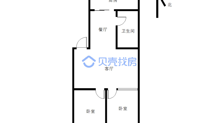 清河花园 04年房 步梯5楼 非顶 两室 总价低 小税-户型图