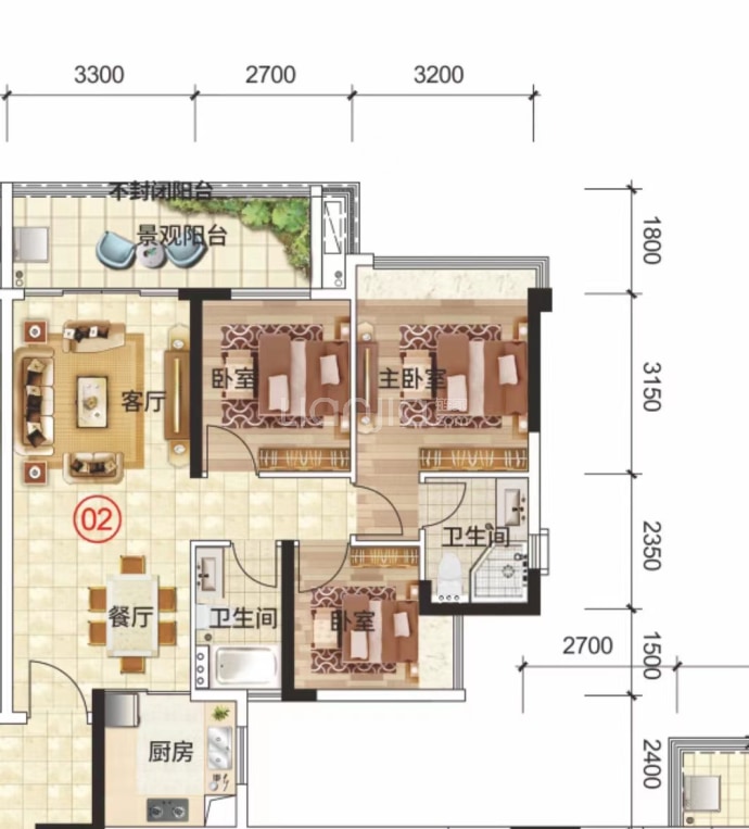 卧龙五洲世纪城--建面 91.41m²