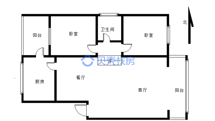 马边新城滨河帝景Ⅰ期  2室2厅 南-户型图