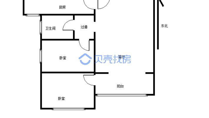 金江外滩B区2房环境安静舒适适合居住-户型图