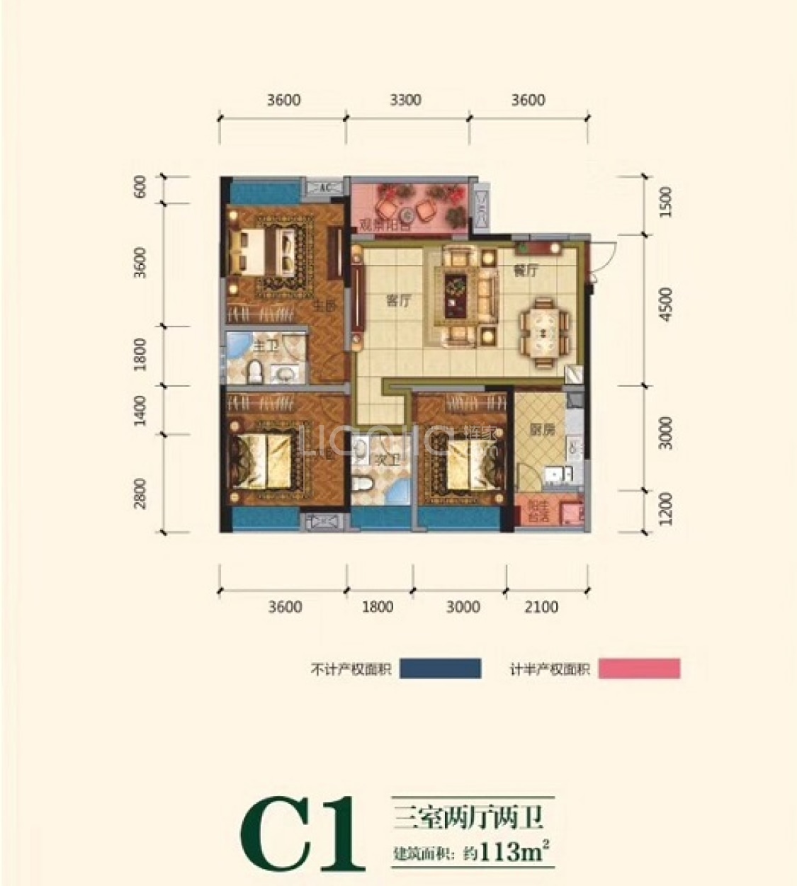 【金雁·欧城联邦_成都金雁·欧城联邦楼盘】三居室户型图|3室2厅1厨2