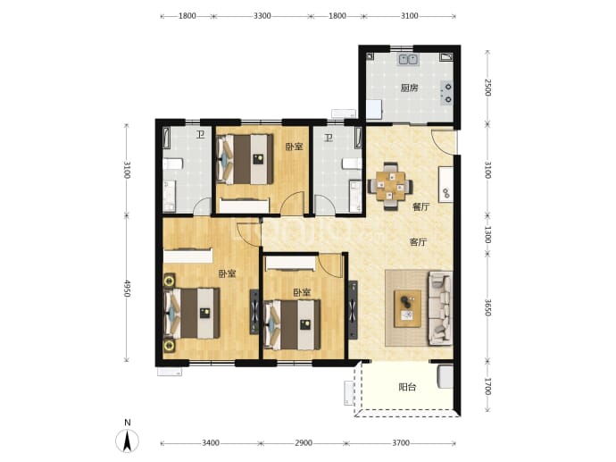 保利天汇--建面 122.48m²