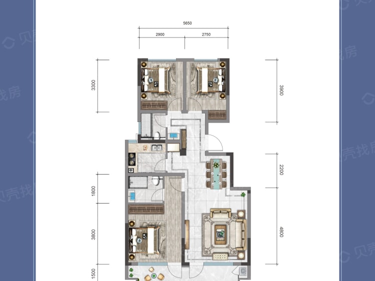 日照山海湾3室2厅2卫户型图