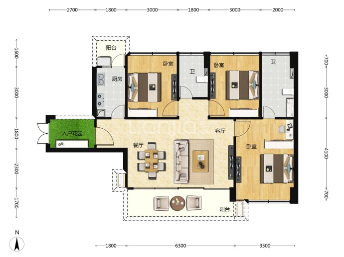 誉峯名门--建面 109.57m²