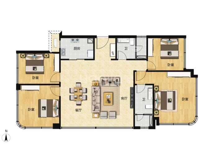 能建天誉府4室2厅2卫户型图