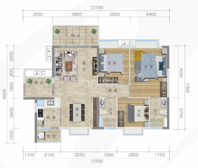 大地春天花园--建面 103.85m²