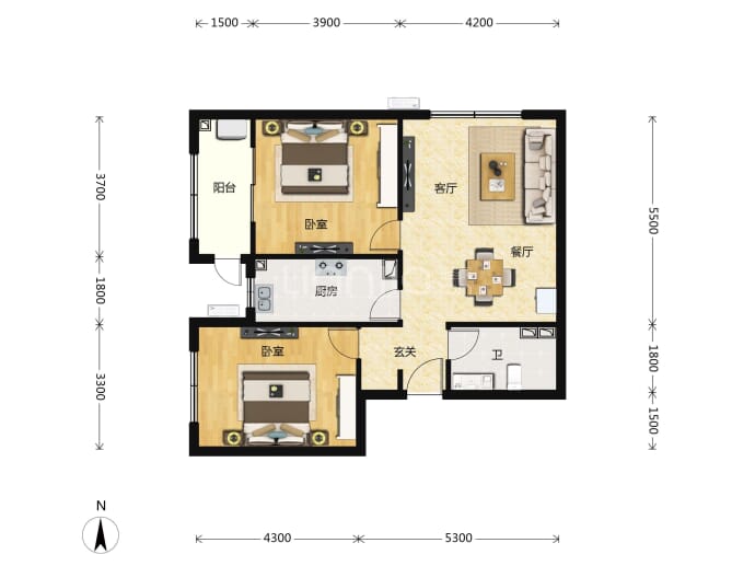 万科紫郡--建面 93m²
