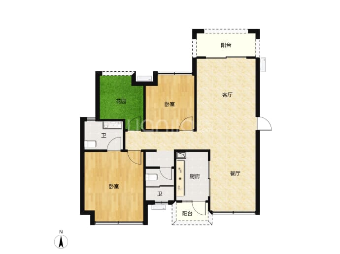 鸿安花园--建面 91m²