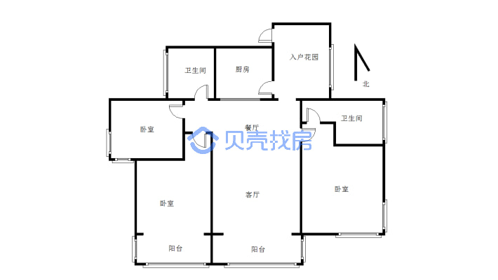 景观桥旁大三房客厅朝南精装正黄金域华府-户型图