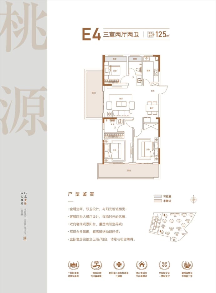 南阳花漾美郡3室2厅2卫户型图