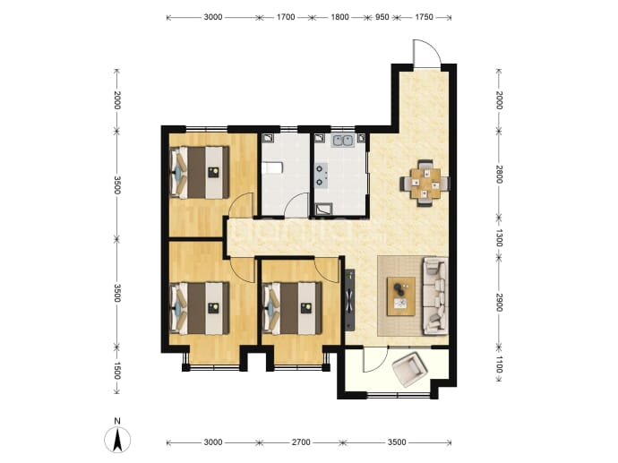 固安阳光郡--建面 98m²