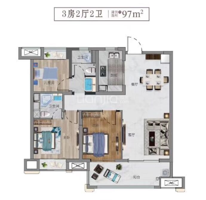 雅居乐锦城--建面 97m²