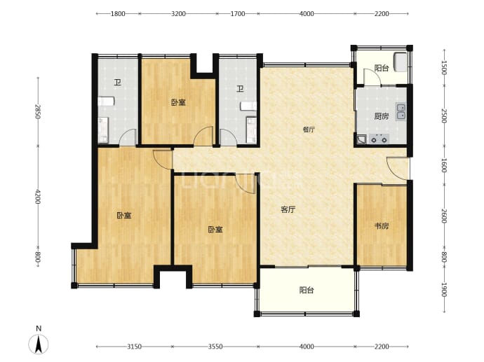 誉峯名门4室2厅2卫户型图