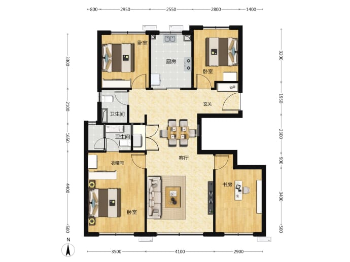 北京建工揽星樾4室2厅2卫户型图