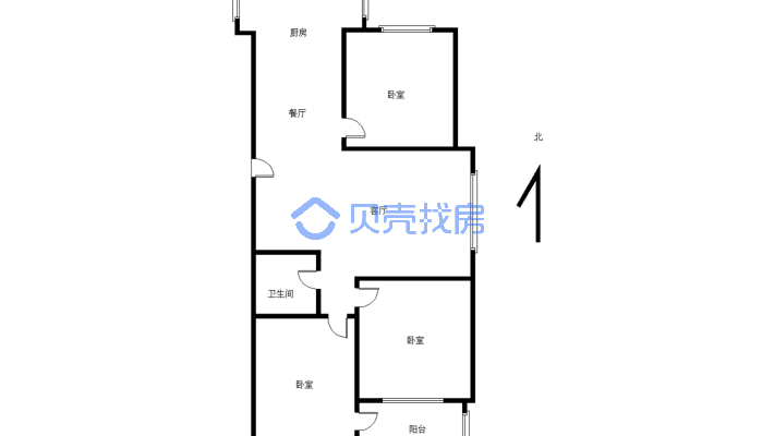 无捆绑 精装三室  外带私人阳台 布局合理-户型图