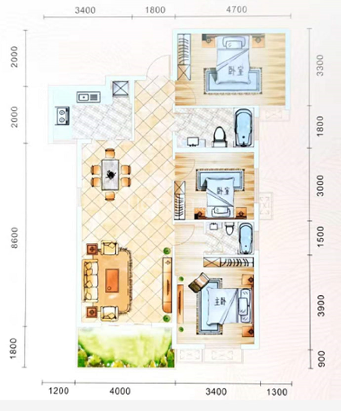 方鹏航天城--建面 120m²