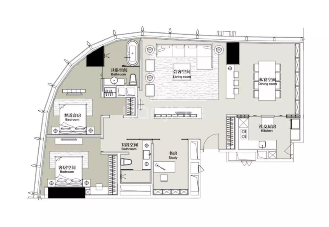 【世茂天誉_南京世茂天誉楼盘】三居室户型图|3室2厅1厨2卫建面 231m