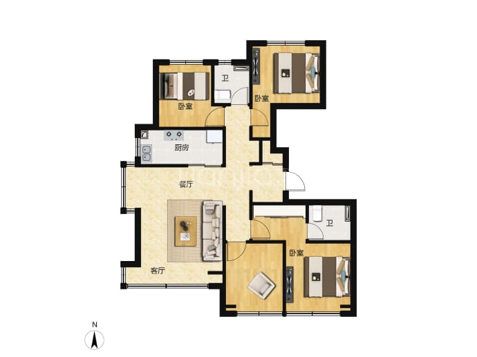 和光悦府4室2厅2卫户型图