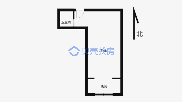 北京路二宫一室一厅以一卫单身公寓-户型图