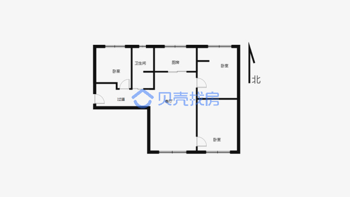 河南路赛博路万科华府里三室毛坯房南北通透采光视野好-户型图