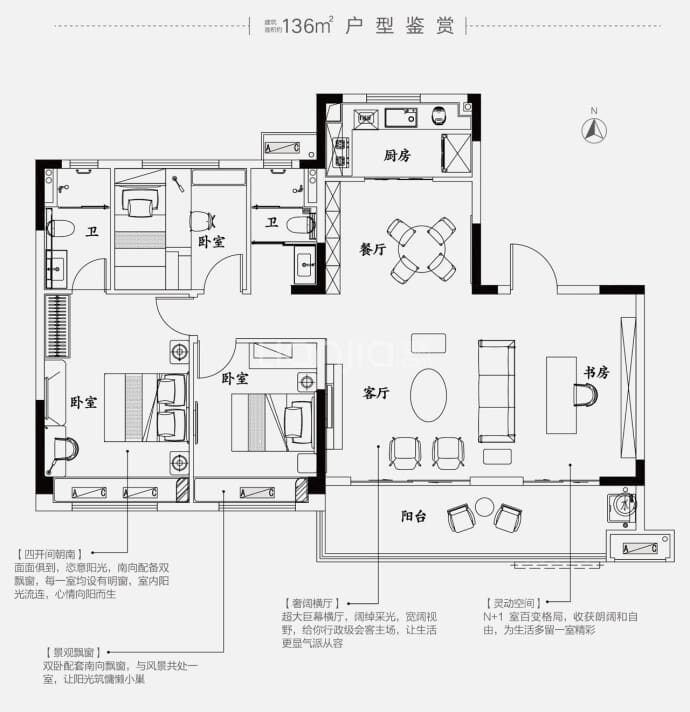 碧桂园玖玺台--建面 136m²