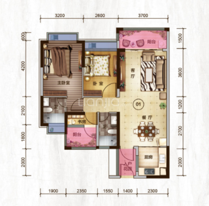 悦珑华府--建面 93.2m²