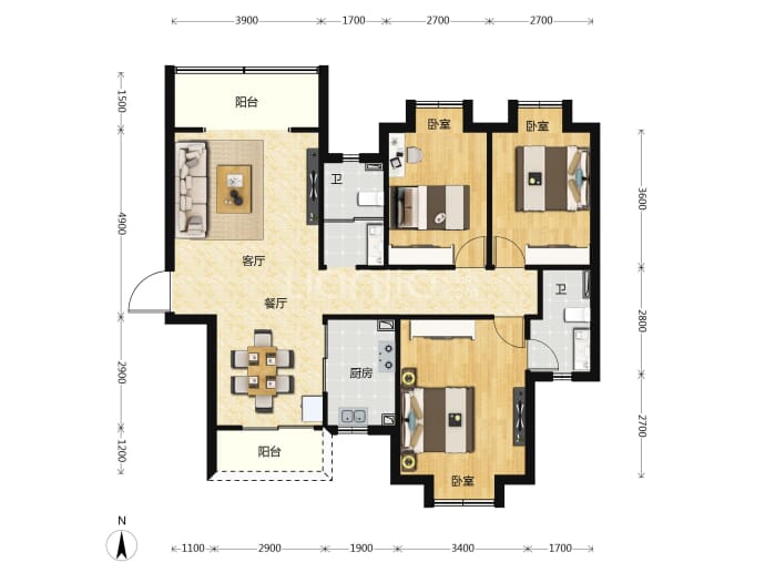 恒广国际景园三区--建面 114.95m²