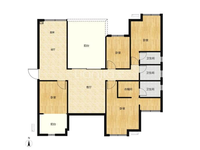 新安厦•学府滨江4室2厅3卫户型图