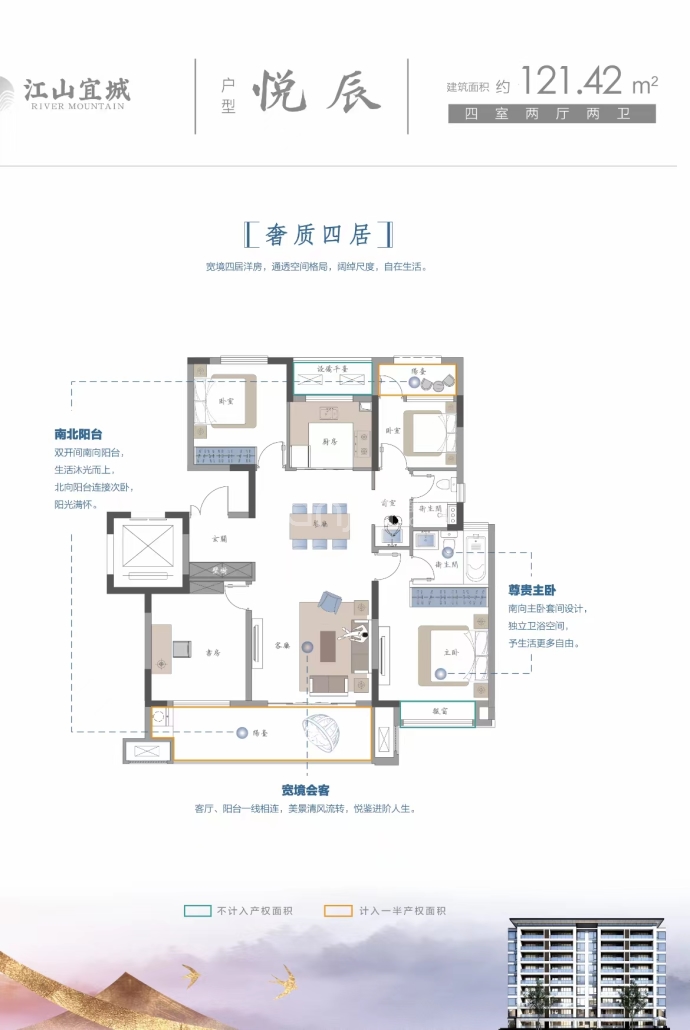 江山宜城--建面 121.42m²