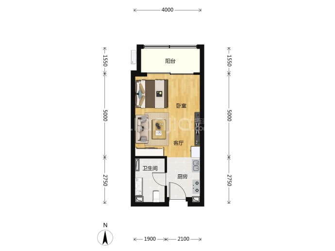 罗浮山十里方圆--建面 45m²